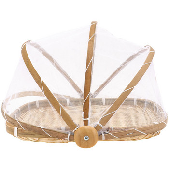 Покривало за кошници Подноси за сервиране Покрития за съдове Тъкани палатки от ратан Tentwicker Съхранение на плодове Кухненски капак Плиткане на кошници с плосък купол