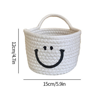 Ръчно плетена кошница за съхранение Симпатична усмивка Кошници за окачване на стена Козметични играчки Разни Органайзер Памучно въже Настолен контейнер за закуски