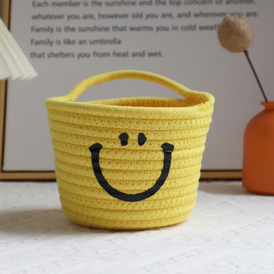 Ar rokām austs uzglabāšanas grozs Mīlīgs smaidiņš pie sienas piekarināmi grozi Kosmētikas rotaļlietas Dažādi piederumi Organizators Kokvilnas virve galda uzkodu trauks