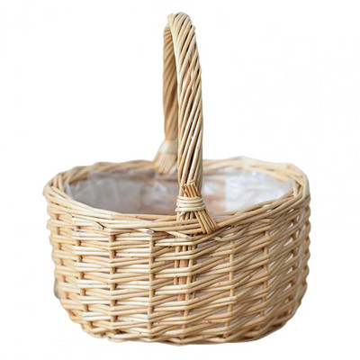 Καλάθι αποθήκευσης Όμορφη λαβή Σχεδιασμός Rattan Flower Basket Basket Container Wedding Girl