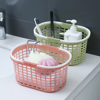 Преносима куха кошница за баня Пластмасов органайзер за съхранение на баня за многократна употреба Кошница Начало за храна Закуски Играчки Съхранение на тоалетни принадлежности