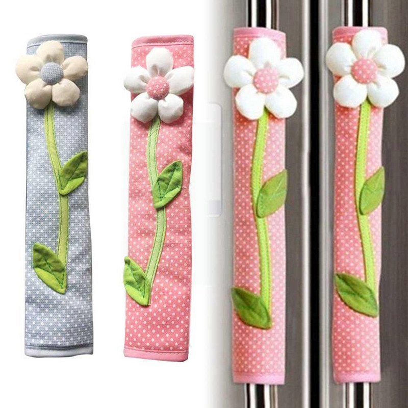 1gb 3d Flower Polka Dot Door Ledusskapja roktura vāks Durvis Aizsargā Virtuve Ledusskapim Piederumi Piemērots piedurknes dekors H9n3