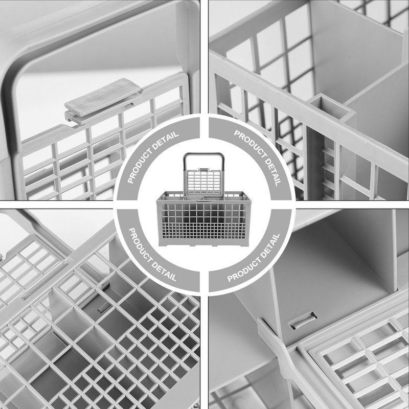 Universālā trauku mazgājamās mašīnas galda piederumu grozs Sudraba trauku maiņas groza piederumu uzglabāšanas kaste kanalizācijas ūdenim virtuves mājsaimniecībai (pelēka)