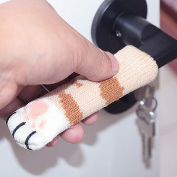 4PCS Baby Safety Protector Anti-collision Cat Claw Warm Knitting Door Protector Handle Chee Powor Pogl