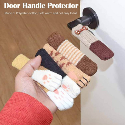 4PCS Baby Safety Protector Anti-collision Cat Claw Warm Knitting Door Protector Handle Chee Powor Pogl