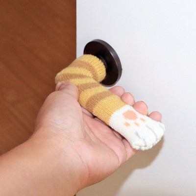 4PCS Sigurnosna zaštita za bebe Mačja kandža protiv sudara Topla pletena zaštita za kvake na vratima Navlaka za kvake