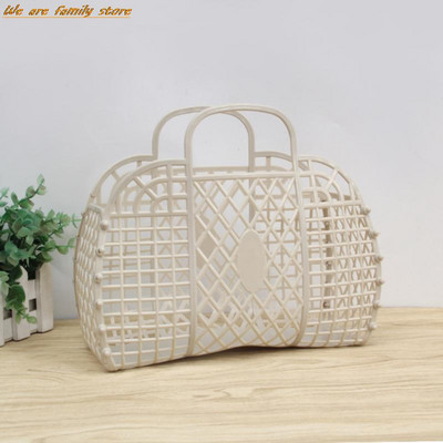 Lielas ietilpības soma Hollow Jelly Beach Holiday pārnēsājama soma atkārtoti lietojama un viegli tīrāma plastmasas pārnēsājams vannas grozs