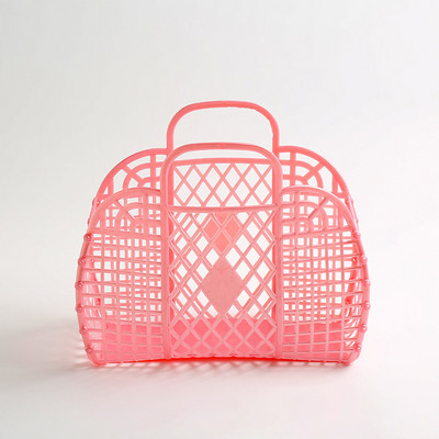 Lielas ietilpības soma Hollow Jelly Beach Holiday pārnēsājama soma atkārtoti lietojama un viegli tīrāma plastmasas pārnēsājams vannas grozs