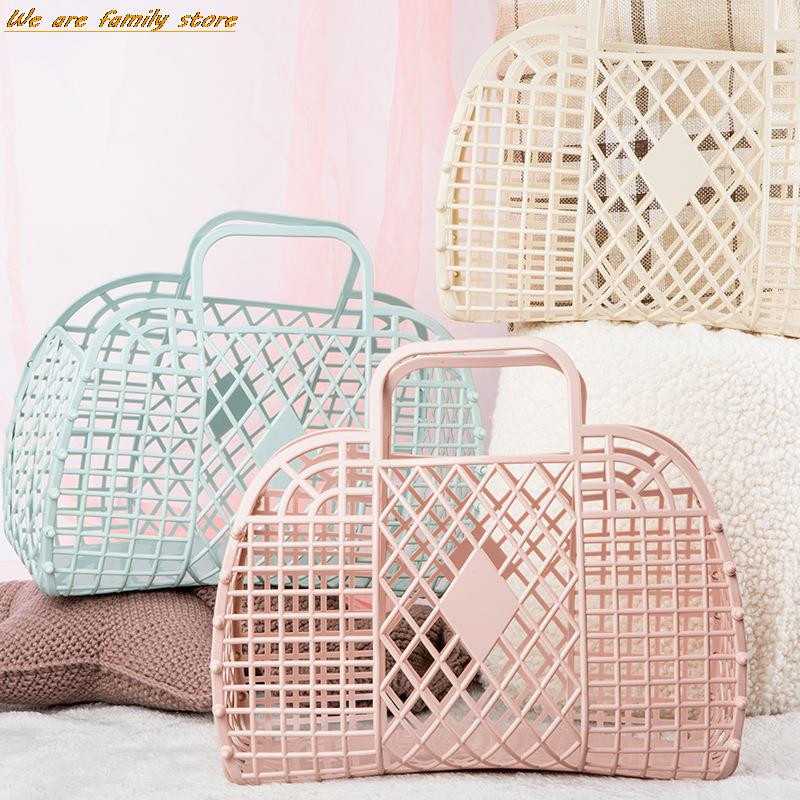 Lielas ietilpības soma Hollow Jelly Beach Holiday pārnēsājama soma atkārtoti lietojama un viegli tīrāma plastmasas pārnēsājams vannas grozs