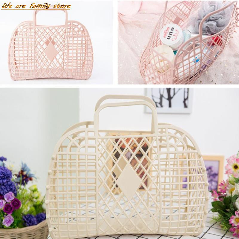 Lielas ietilpības soma Hollow Jelly Beach Holiday pārnēsājama soma atkārtoti lietojama un viegli tīrāma plastmasas pārnēsājams vannas grozs