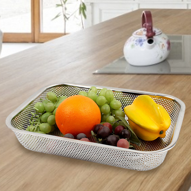 Σουρωτήρι νιπτήρα Ορθογώνιο καλάθι αποστράγγισης Καλάθι από ανοξείδωτο χάλυβα για το πλύσιμο φρούτων λαχανικών Εργαλείο κουζίνας