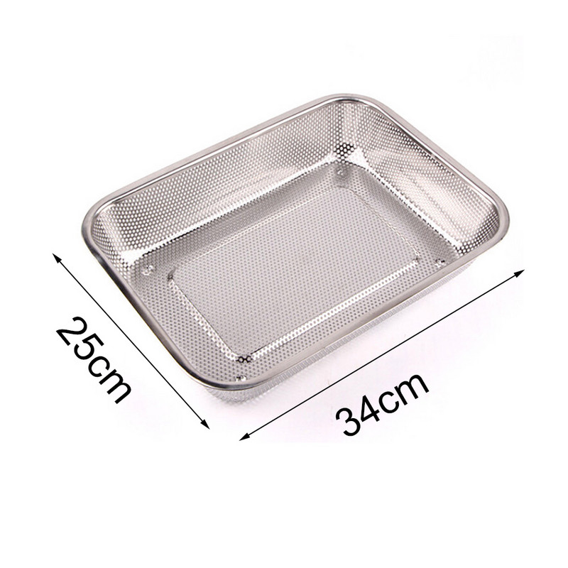 Σουρωτήρι νιπτήρα Ορθογώνιο καλάθι αποστράγγισης Καλάθι από ανοξείδωτο χάλυβα για το πλύσιμο φρούτων λαχανικών Εργαλείο κουζίνας