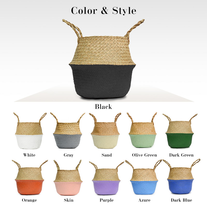 14 Χρώματα Panier Osier Πτυσσόμενο Χειροποίητο Καλάθι Αποθήκευσης Ψάθινο Ραττάν Θαλασσόχορτο Γλάστρα άχυρο Καλάθι Πλυντηρίου ρούχων Cestas Mimbre