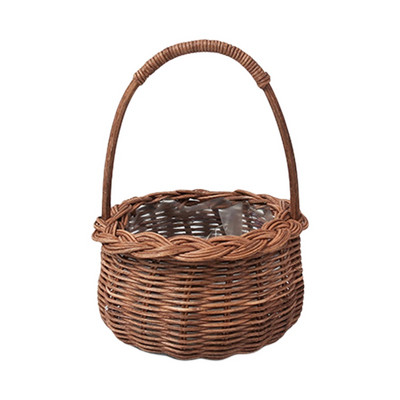 Ūdensnecaurlaidīgs austs ziedu groza glabāšanas grozs ar rokturi, ar rokām izgatavots, daudzfunkcionāls, ideāls rotangpalmas dāvanas mājas kāzu dekorēšanai