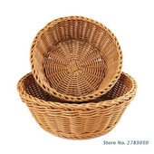 Coșuri rotunde de servire țesute din ratan imitație pentru pâine, fructe, legume, restaurant, afișare de masă, coș din ratan