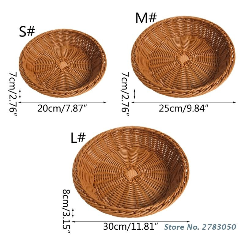 Coșuri rotunde de servire țesute din ratan imitație pentru pâine, fructe, legume, restaurant, afișare de masă, coș din ratan