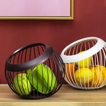 Декоративна кошница от неръждаема стомана Куха миеща се чиния за съхранение на ядки с плодове Домакинско кръгло шаси Настолна кошница с плодове