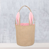 Džutas kompozītmateriāla apaļa dibena pārnēsājams trušu Lieldienu grozs Pārnēsājams auduma maisiņš Truša soma cilindrs dāvanu maisiņa uzglabāšanas konteiners