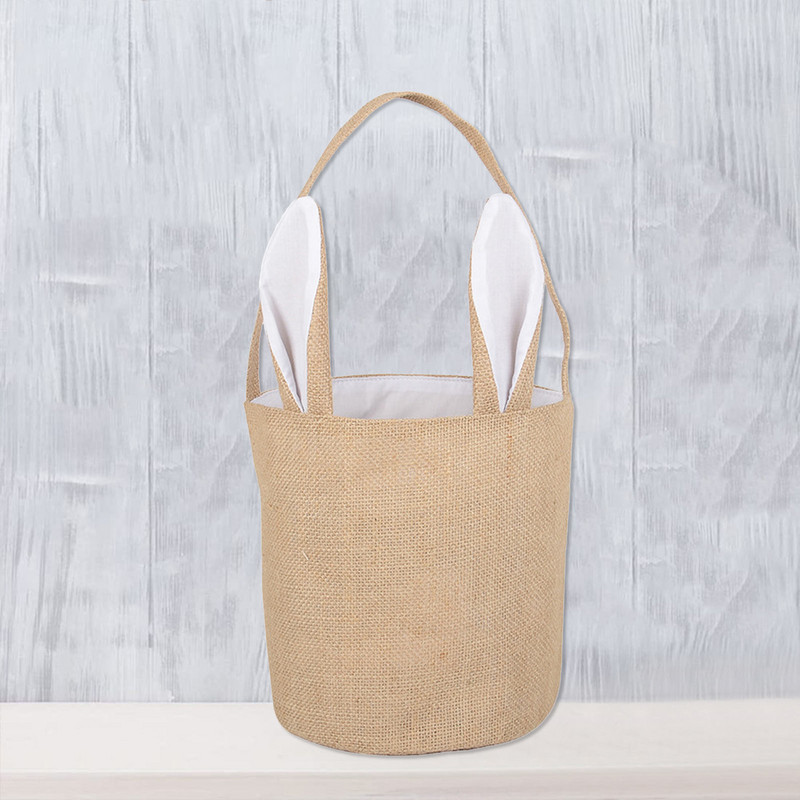 Džutas kompozītmateriāla apaļa dibena pārnēsājams trušu Lieldienu grozs Pārnēsājams auduma maisiņš Truša soma cilindrs dāvanu maisiņa uzglabāšanas konteiners