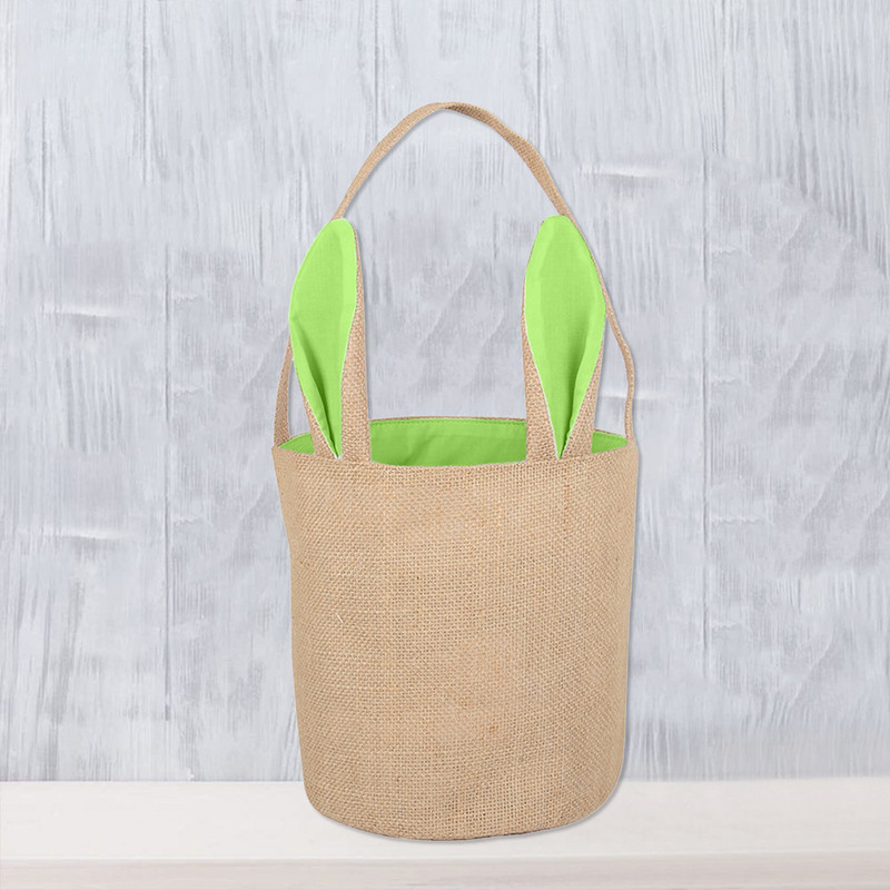 Džutas kompozītmateriāla apaļa dibena pārnēsājams trušu Lieldienu grozs Pārnēsājams auduma maisiņš Truša soma cilindrs dāvanu maisiņa uzglabāšanas konteiners