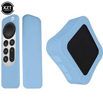За Apple TV Set Top Box Удароустойчив неплъзгащ се ръкав Защитни капаци Защитен калъф за дистанционно управление Комплект силиконови калъфи