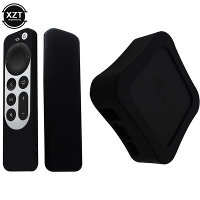 За Apple TV Set Top Box Удароустойчив неплъзгащ се ръкав Защитни капаци Защитен калъф за дистанционно управление Комплект силиконови калъфи