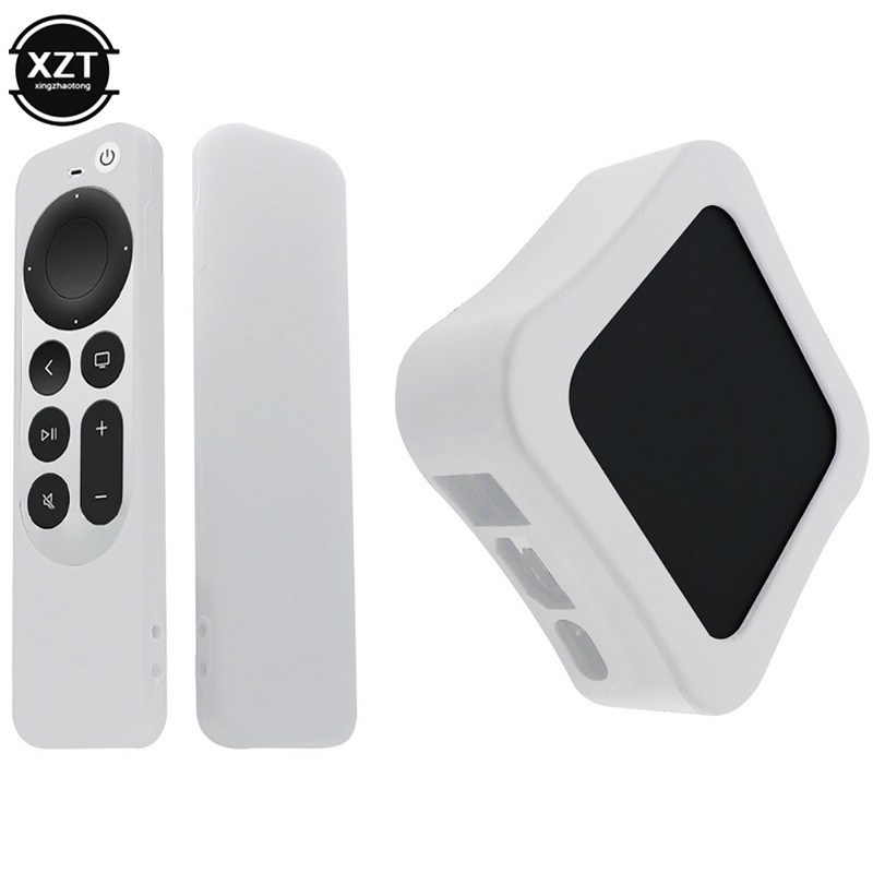 Apple TV televizora pierīcei Triecienizturīgs, neslīdošs uzmavu aizsargapvalki Tālvadības pults aizsargmaciņa silikona korpusa komplekts
