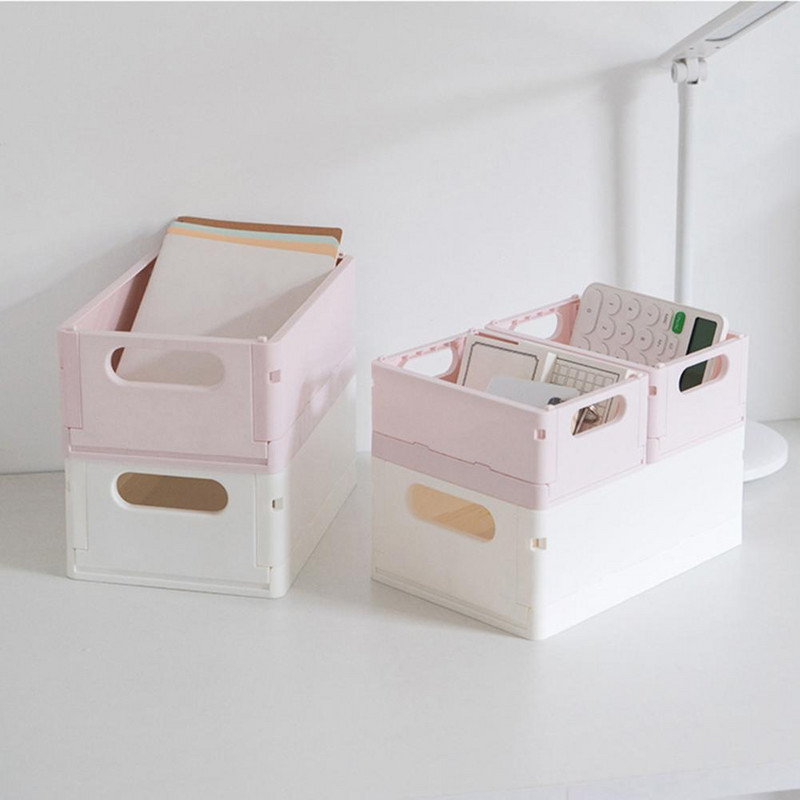 Kutija s košarom za pohranu Neklizajući dizajn s udubljenom ručkom Sklopivi plastični za organiziranje velikog kapaciteta Uredski materijal