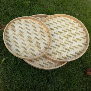 Ръчно изработена преносима кошница за съхранение на сито от бамбук Бамбук Контейнер за съхранение на сито за тъкане от бамбук за магазин