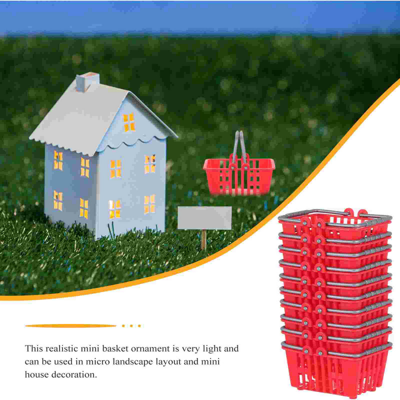 Grozs Iepirkšanās Mini Bērnu Rotaļlietas Grozi Pārtikas preču grozs Rotaļu noliktavas namiņš Leļļu namiņa izlikšanās Modelis Miniatūras dekors Ornaments Sīkas rotaļlietas