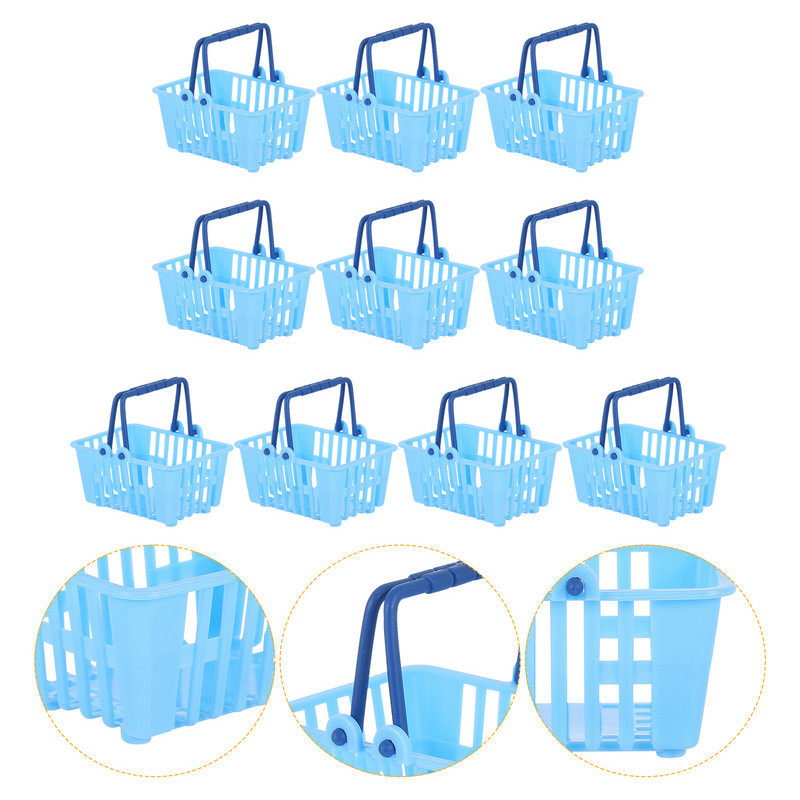 Grozs Iepirkšanās Mini Bērnu Rotaļlietas Grozi Pārtikas preču grozs Rotaļu noliktavas namiņš Leļļu namiņa izlikšanās Modelis Miniatūras dekors Ornaments Sīkas rotaļlietas