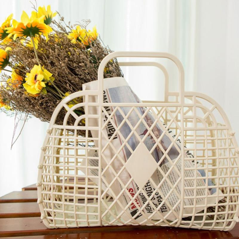 Чанта с голям капацитет Hollow Jelly Beach Holiday Преносима чанта за многократна употреба и лесна за почистване Пластмасова преносима кошница за баня