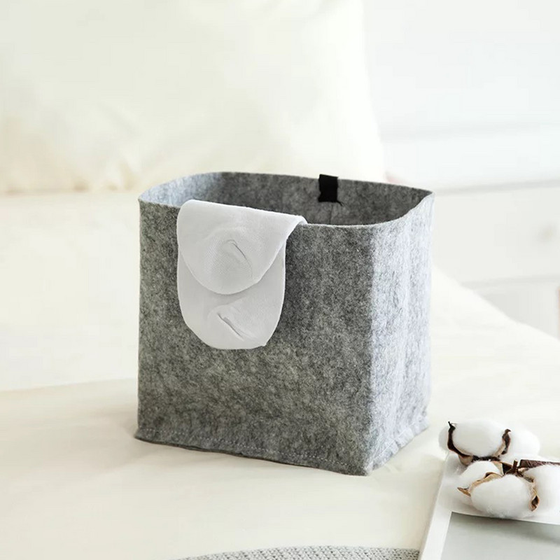 Vilnas filca salokāms uzglabāšanas grozs Taisnstūrveida dekoratīvi dažādi piederumi kaste Veļas grozs Drēbes traucē rotaļlietu konteiners