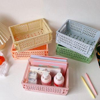 6 цвята Организиране на кошници за съхранение Калъф Сгъваема студентска настолна кошница Лента за канцеларски материали Пластмасов сгъваем контейнер Кутия за съхранение