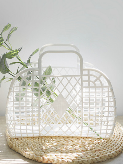 2023 nyár Új üreges zselés kosár tengerparti vakáció Nagy kapacitású nyaralótáska Női kézitáskák összecsukható tárolókosarak