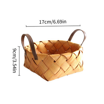 Творчески ръчно изработени дървени плетени кошници с дръжка Зеленчуков плодов хляб Съхранение на храна Контейнер за пикник закуски за кухня