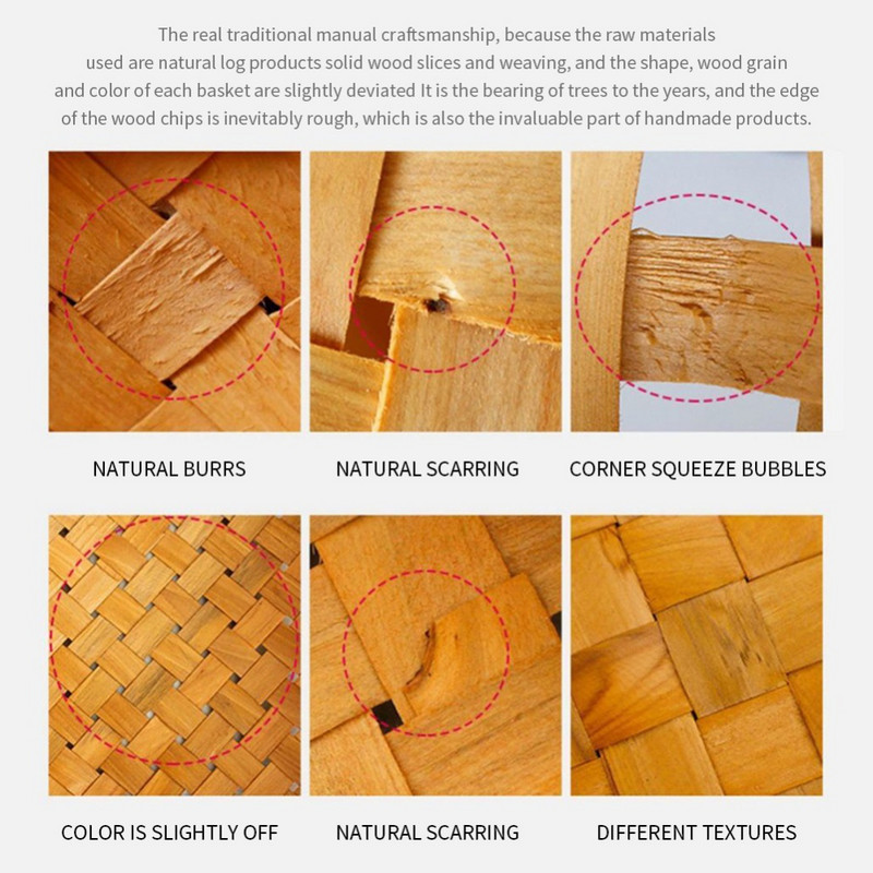 Radoši rokām darināti koka austi grozi ar rokturi Dārzeņu augļu maizes pārtikas uzglabāšanai piknika uzkodu trauks virtuvei