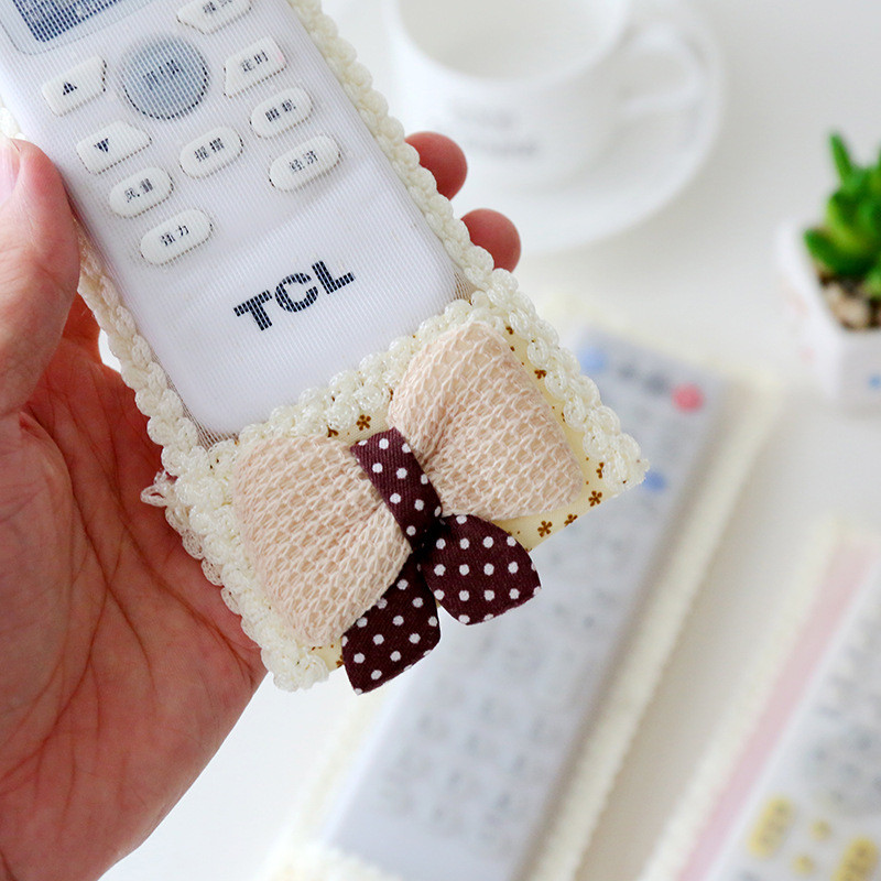 Auduma karikatūra Bear Bow TV un gaisa kondicionētāja tālvadības pults komplekts Jauns mežģīņu tālvadības vāciņš Liels, vidējs un mazs putekļu necaurlaidīgs