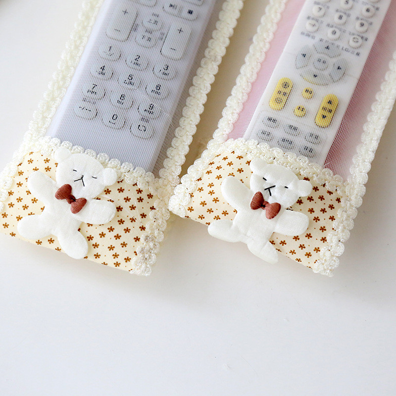 Auduma karikatūra Bear Bow TV un gaisa kondicionētāja tālvadības pults komplekts Jauns mežģīņu tālvadības vāciņš Liels, vidējs un mazs putekļu necaurlaidīgs