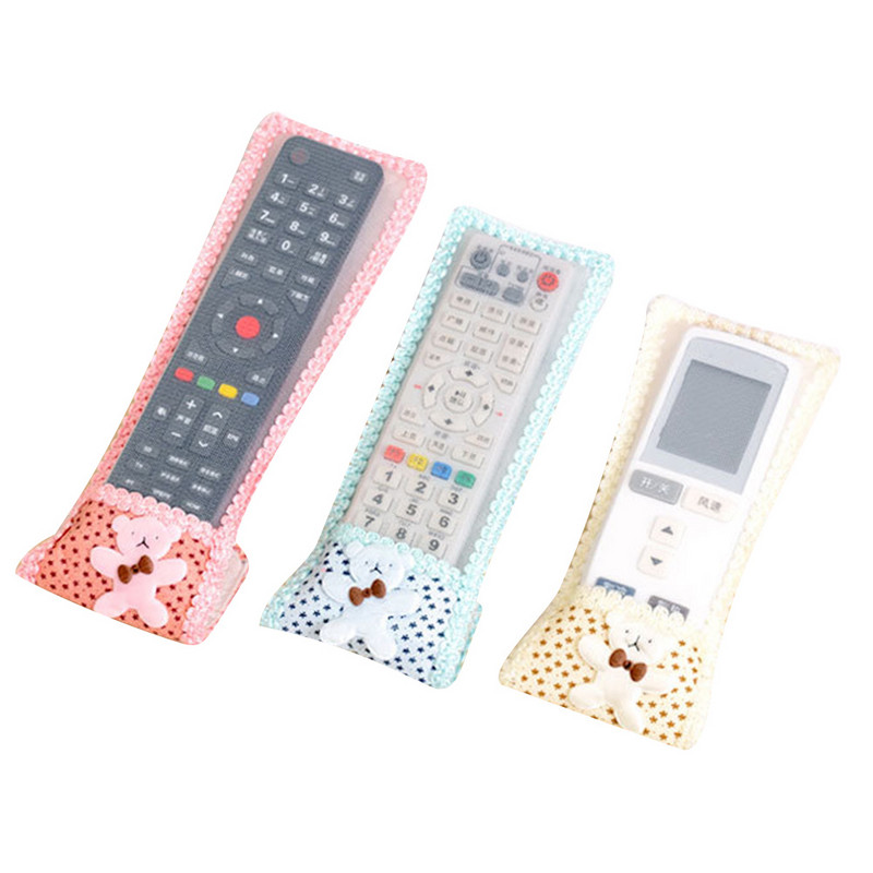 Auduma karikatūra Bear Bow TV un gaisa kondicionētāja tālvadības pults komplekts Jauns mežģīņu tālvadības vāciņš Liels, vidējs un mazs putekļu necaurlaidīgs