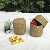 Roku darbs austs uzglabāšanas grozs Maza rotangpalmas uzglabāšanas kastīte Irbulīšu turētājs Galda organizators Lauku kāzu dāvanu iepakojums konfekšu kaste