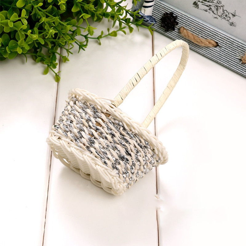 Pletena košara za pohranu od ratana s ručkom Plastične torbice za kućnu kuhinju Spremnik za pohranu Poklon za vjenčanje