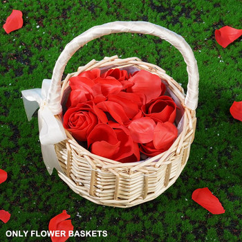 Тъкане на кошници с цветя Преносими ратанови кошници с цветя от висок клас Сватбени кошници с цветя Сватбена шаферка Цветарница Поток от венчелистчета