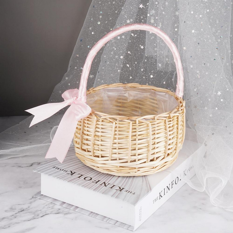 Aušanas ziedu grozi Portatīvie rotangpalmas augstas klases ziedu grozi kāzu ziedu grozi kāzu līgavas māsa puķu meitenes ziedlapiņas Flow