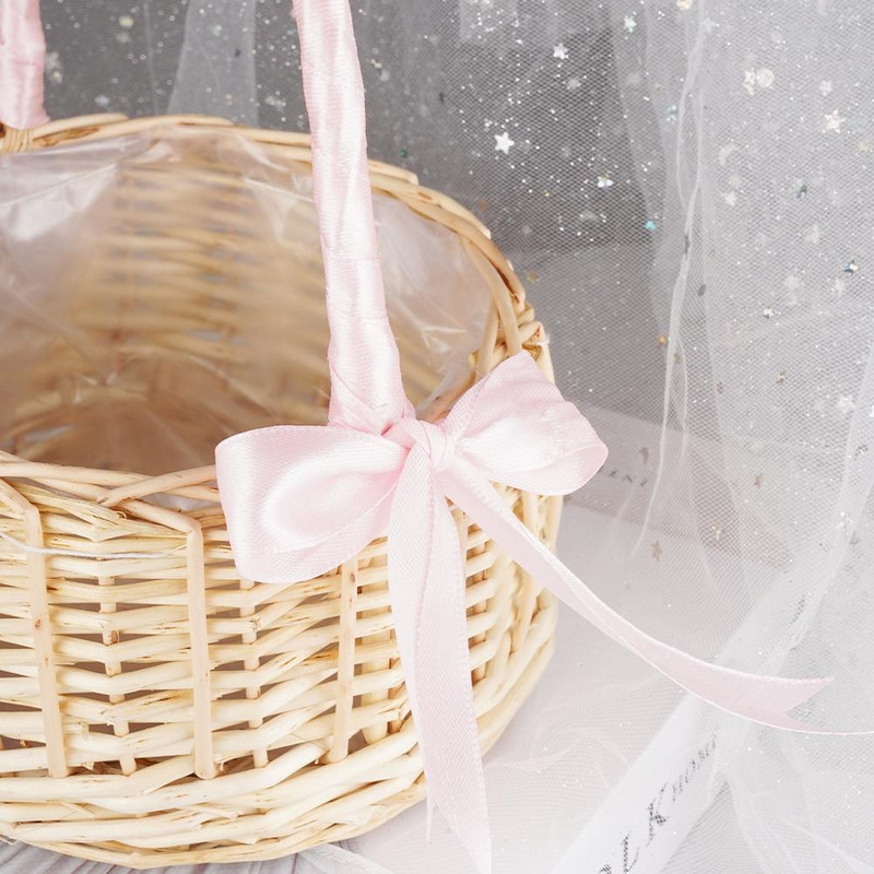 Aušanas ziedu grozi Portatīvie rotangpalmas augstas klases ziedu grozi kāzu ziedu grozi kāzu līgavas māsa puķu meitenes ziedlapiņas Flow