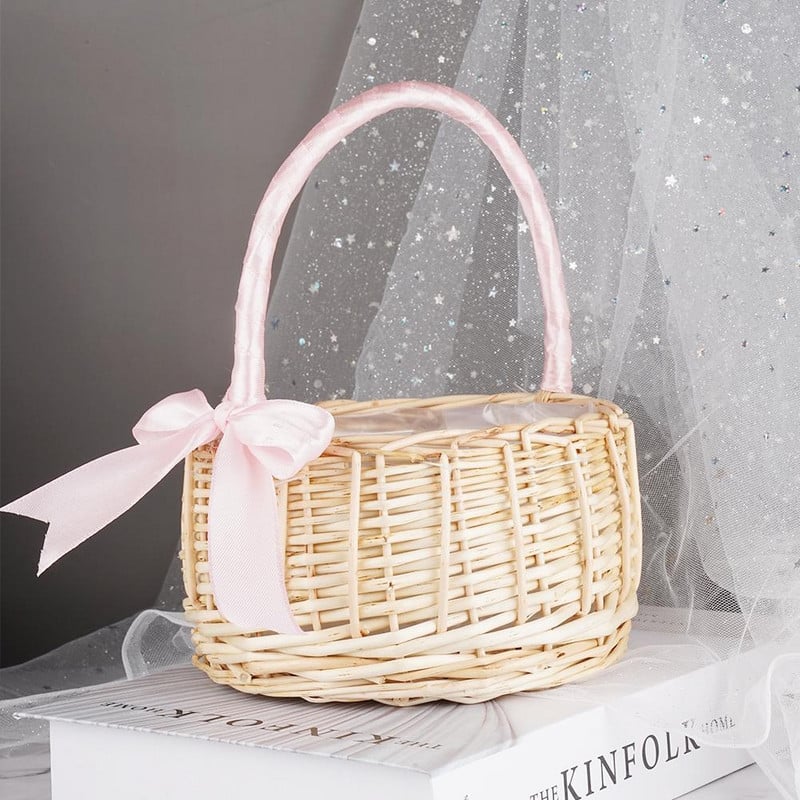 Aušanas ziedu grozi Portatīvie rotangpalmas augstas klases ziedu grozi kāzu ziedu grozi kāzu līgavas māsa puķu meitenes ziedlapiņas Flow