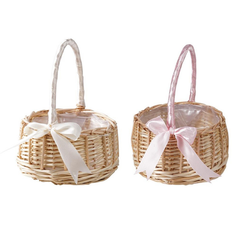 Aušanas ziedu grozi Portatīvie rotangpalmas augstas klases ziedu grozi kāzu ziedu grozi kāzu līgavas māsa puķu meitenes ziedlapiņas Flow