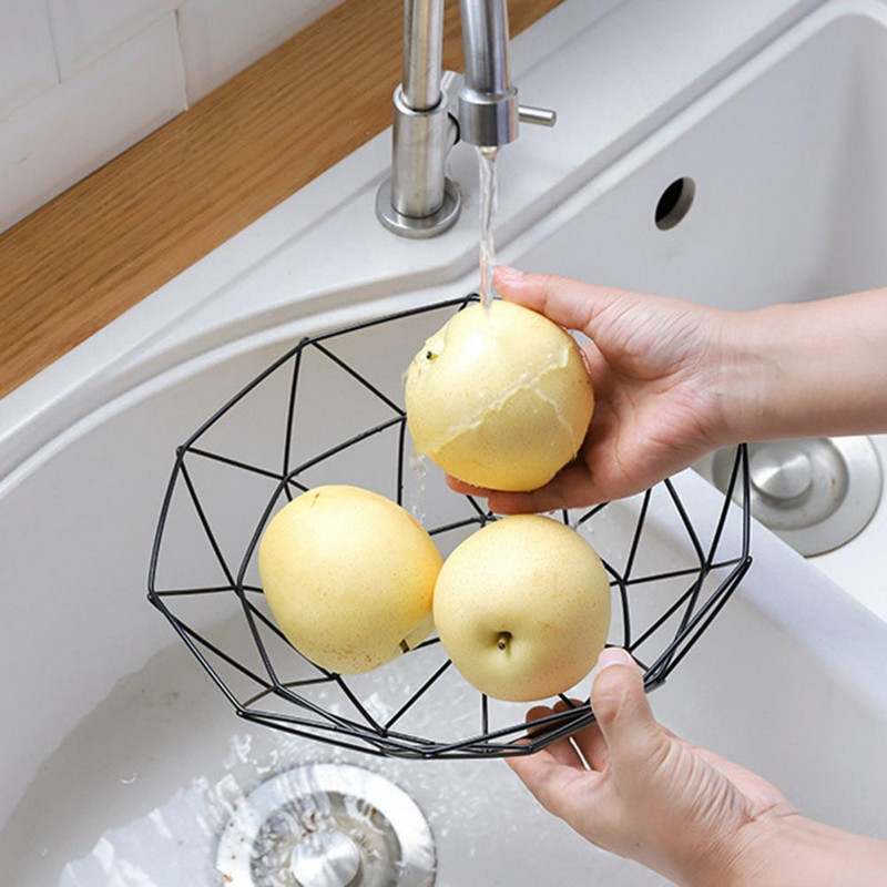 Dzelzs augļu paplāte virtuves uzglabāšanas grozs galds konfekšu bļoda mājas dekoru organizators