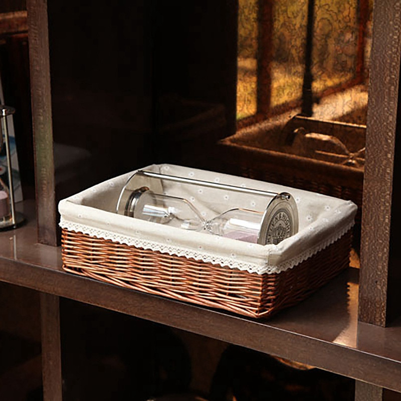 Ar rokām darināti pīti glabāšanas grozi maizes grozi augļu grozu pasniegšanas grozi mājas virtuvei rakstāmgalds saldumu glabāšanas grozs