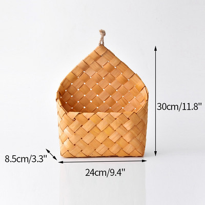 Υφαντό καλάθι αποθήκευσης με χερούλι Διακοσμητικά για το σπίτι Κρεμαστά καλάθια για κουζίνα σαλονιού Οργανωτής φρούτων υφασμένα καλάθια